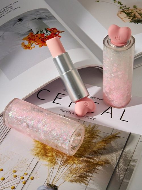 Discreet lipstick-shaped vibrator designed for portable pleasure