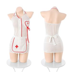 Love Heart Nurse Lingerie Set featuring sheer fabric and playful design, perfect for intimate occasions
