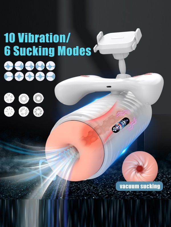 A male masturbators featuring a built-in phone holder for hands-free enjoyment