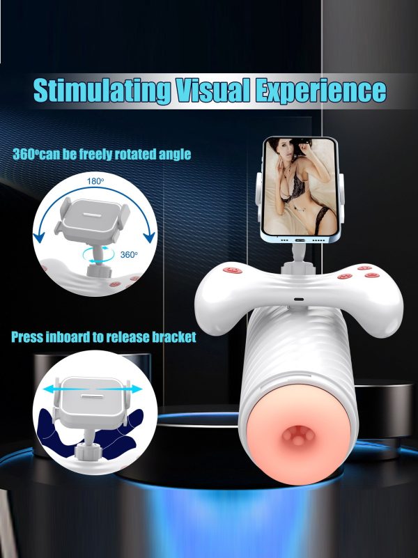 A male masturbators featuring a built-in phone holder for hands-free enjoyment