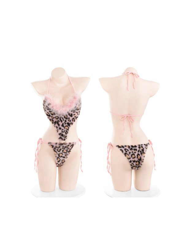 Plush-Leopard-Print-Lingerie-Set-01 Plush leopard print bunny girl lingerie set featuring a playful design and seductive details