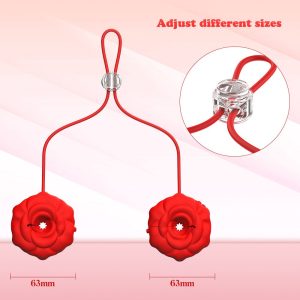 A red rose-shaped vibrating nipple clip, designed for enhanced pleasure and elegance
