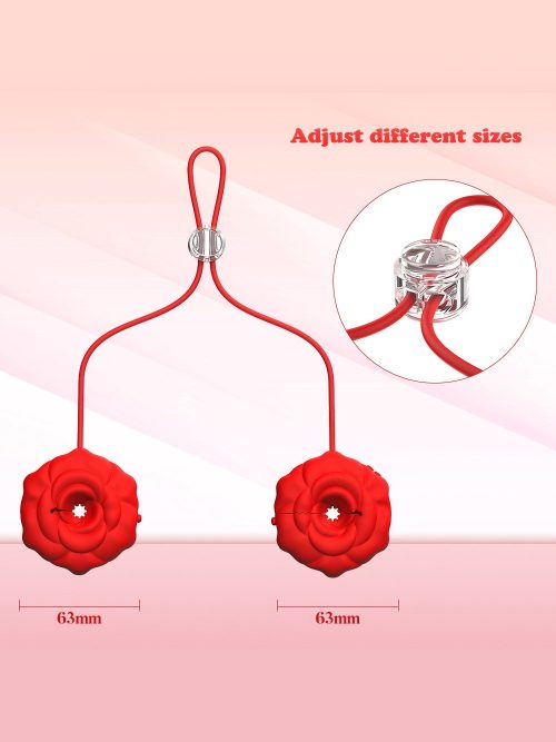 A red rose-shaped vibrating nipple clip, designed for enhanced pleasure and elegance