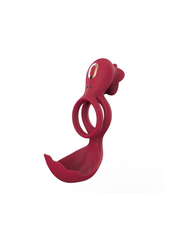 Vibrating cock rings in a rose design, showcasing elegant curves and a vibrant color