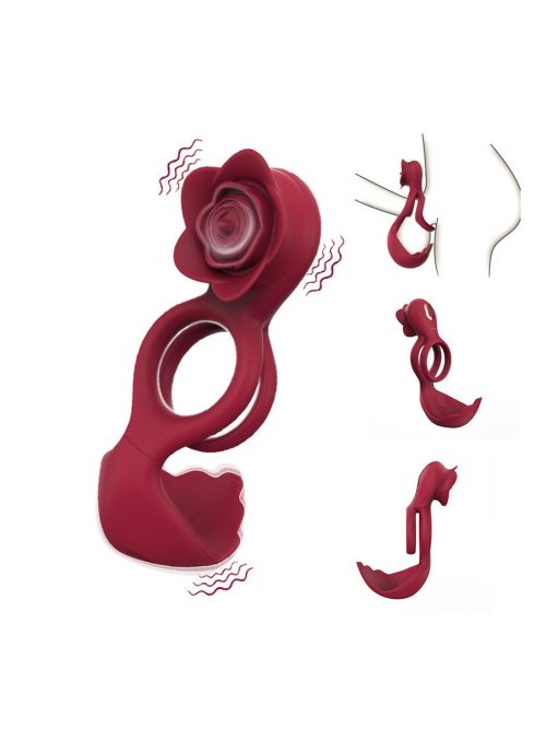 Vibrating cock rings in a rose design, showcasing elegant curves and a vibrant color