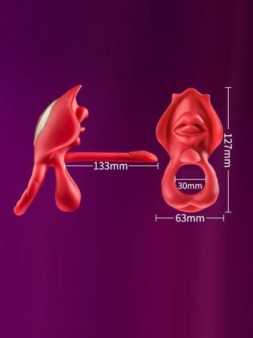 Red rose vibrating cock ring designed for enhanced pleasure and stimulation