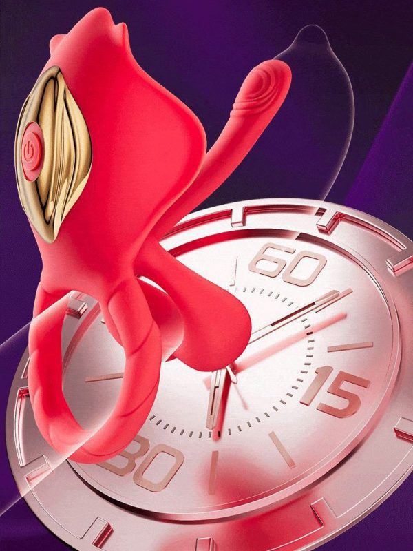 Red rose vibrating cock ring designed for enhanced pleasure and stimulation