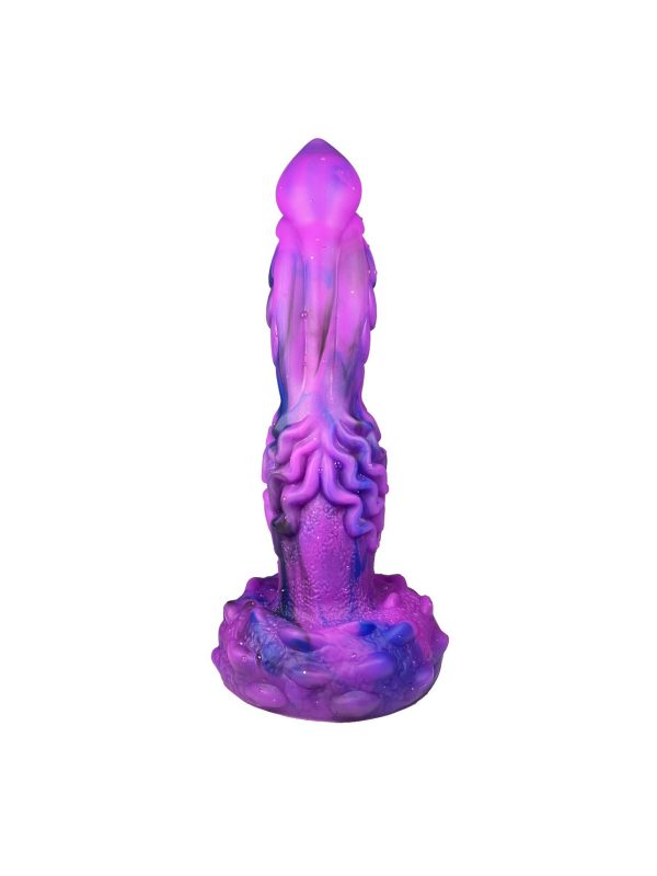 Purple retractable vibrating dildo showcasing its sleek design and stimulating features