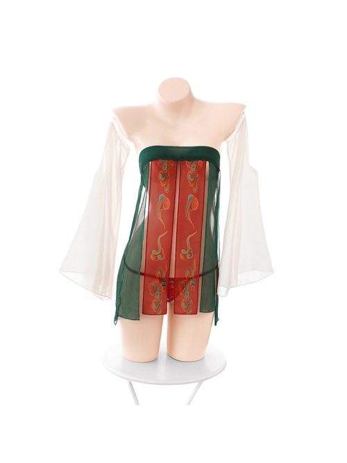 Elegant Tang Style Bustier Skirt Lingerie Set featuring intricate design and flattering silhouette