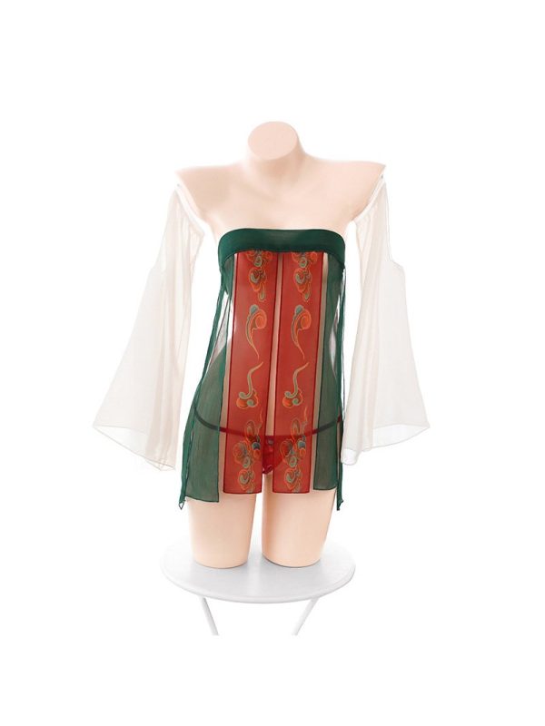 Elegant Tang Style Bustier Skirt Lingerie Set featuring intricate design and flattering silhouette