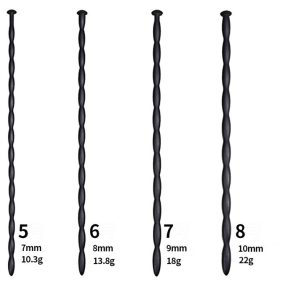 A set of eight penis plug with varying diameters, designed for exploring different levels of pleasure and comfort