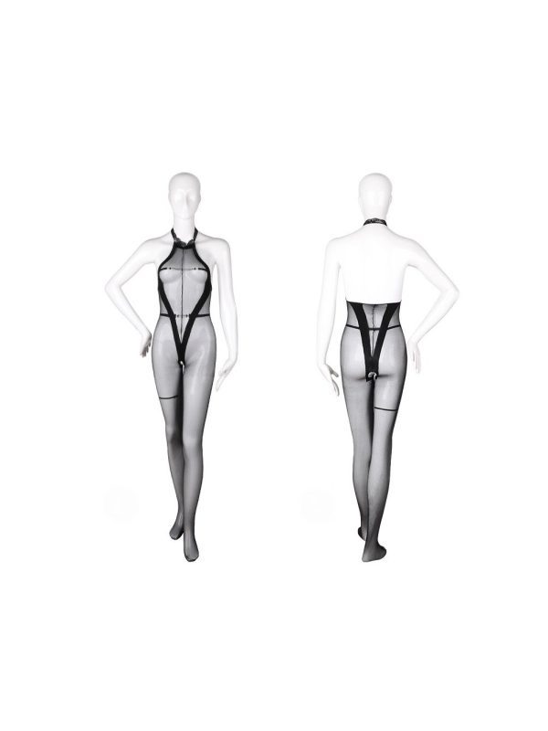 V-Line-Black-Silk-Crotch-Lingerie-01 V Line Black Silk Lingerie Set showcasing elegant design and luxurious fabric