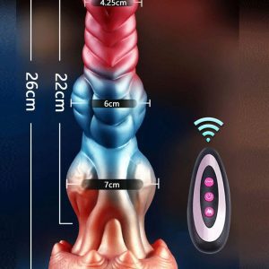 Colorful vibrating wolf dildo showcasing its sleek design and vibrant hues