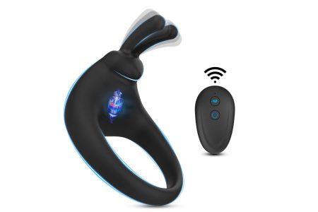 Black rabbit-shaped Vibrating Cock Rings designed for enhanced pleasure and prolonged performance